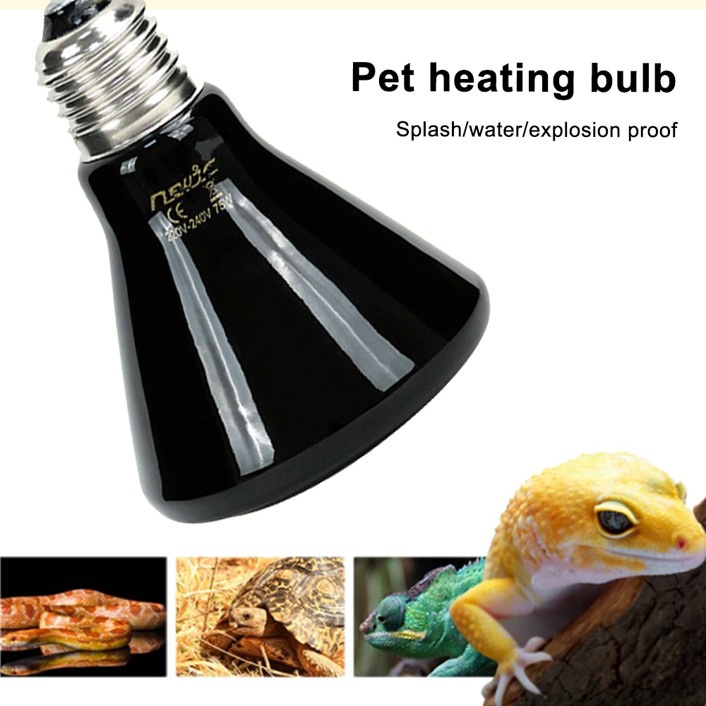 100-240V 75/150W E27 Pet Heating Lamp Black Infrared Ceramic Emitter Heat Light Bulb Pet Brooder Reptile Lamp Chocadeira Reptile