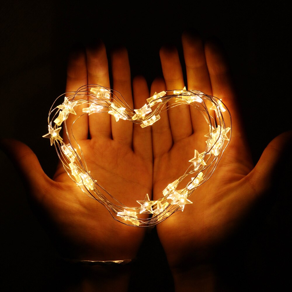 30 ledet 3m stjernes kobbertråd lyser ledet eventyr lys jule bryllup dekorasjon lys batteri kjøre glimt lys