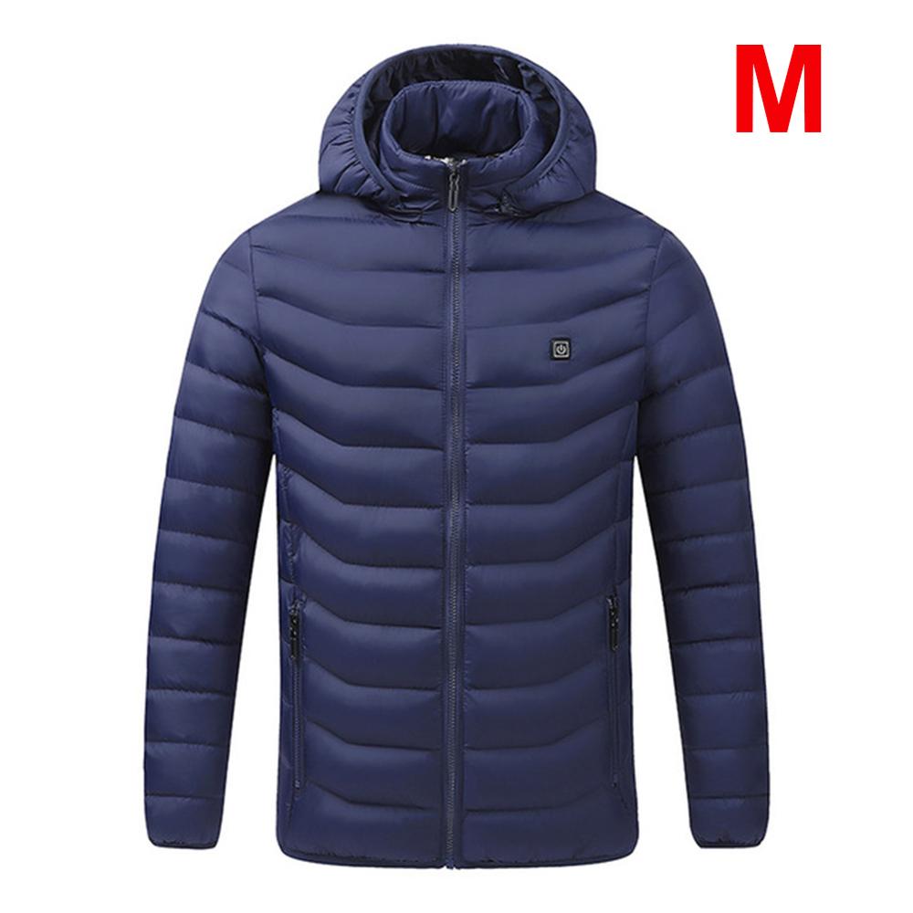 Chaqueta térmica de invierno para exteriores chaleco eléctrico calentador USB, ropa térmica de invierno, pluma, Camping, senderismo, chaqueta térmica cálida para esquiar: Azul / 3XL