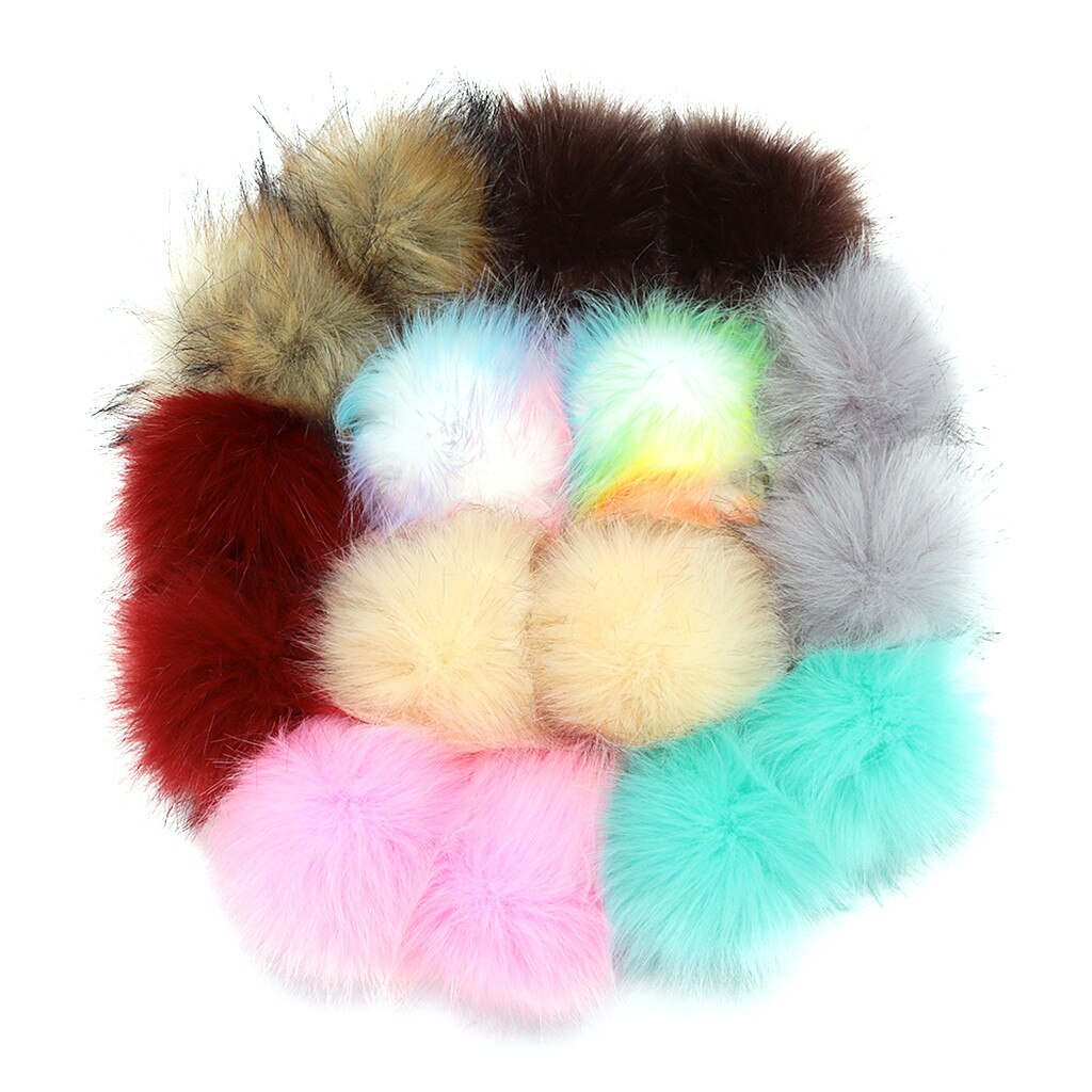 16 Pcs 10Cm Winter Faux Bont Bal Vrouwen Pompom Auto Tas Sleutelhanger Sleutelhanger Elastische Diy Sleutelhanger Konijn Haar lamp Zakken Decor: 6