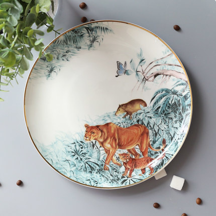 Fangqi – vaisselle en céramique en forme de forêt tropicale, squelette chinois, assiette à fruits, décoration en porcelaine pour la maison,: E-10 Inch Plate