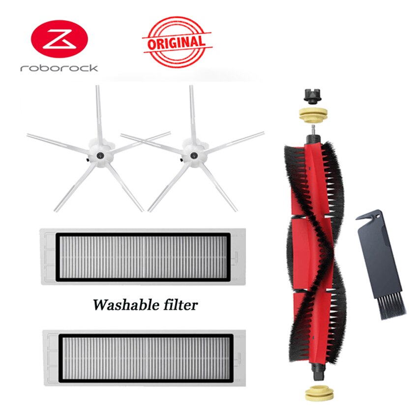 Original roborock tilbehør  s5 max filter aftagelig hovedbørste sidebørster moppe klud  s6 maxv  s4 s50 s60 støvsuger dele