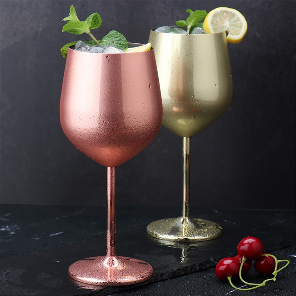 Copa de vino tinto de 500/200ML, vaso de cóctel para Bar, Picnic, Copa chapada en cobre de acero inoxidable, suministros de