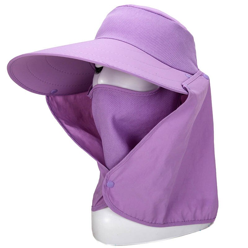 Summer Women Sun Hat Removable Neck Face Flap Farmer UV Protection Cap for Outdoor Fishing NYZ Shop: Purple