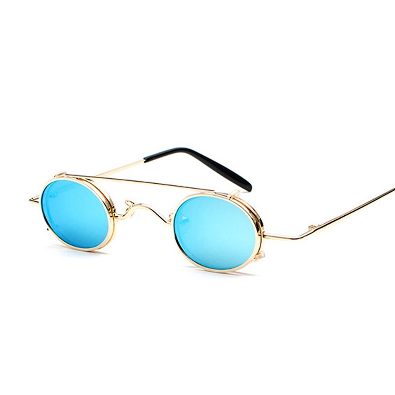 FS YURI YUAN retro rot Linse Steampunk Sonnenbrille Männer Kleine Größe Metall Rahmen Oval Gläser Doppel Objektiv Abnehmbare Punk Sonne gläser: C7
