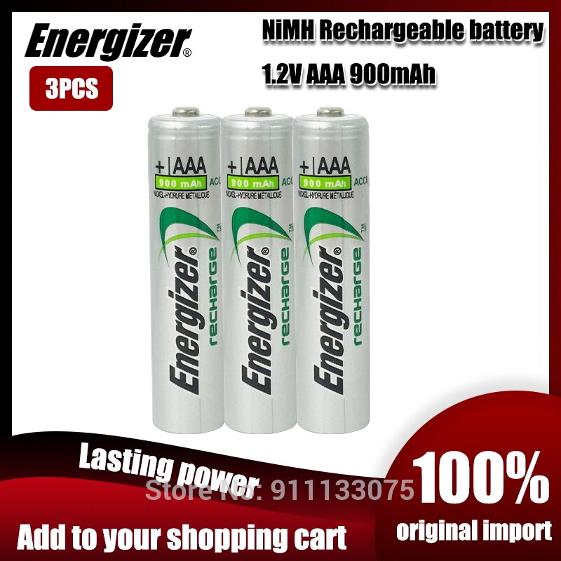 Energizer AAA 1.2V 900mAh Ni-MH Rechargeable Battery For Camera Flashlight Remote Control Toy Shaver Pre-charged NI-MH Bateria: 3PCS