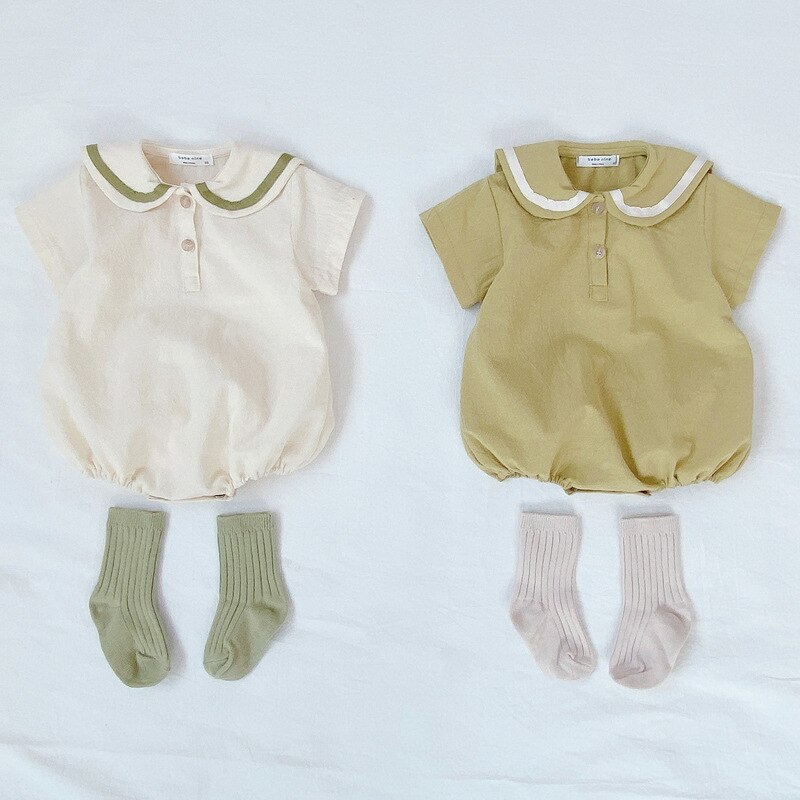 Vêtements de bébé d'été col haut bébé garçons body à manches courtes bébé fille combinaison Sunsuit vêtements bébé tenue