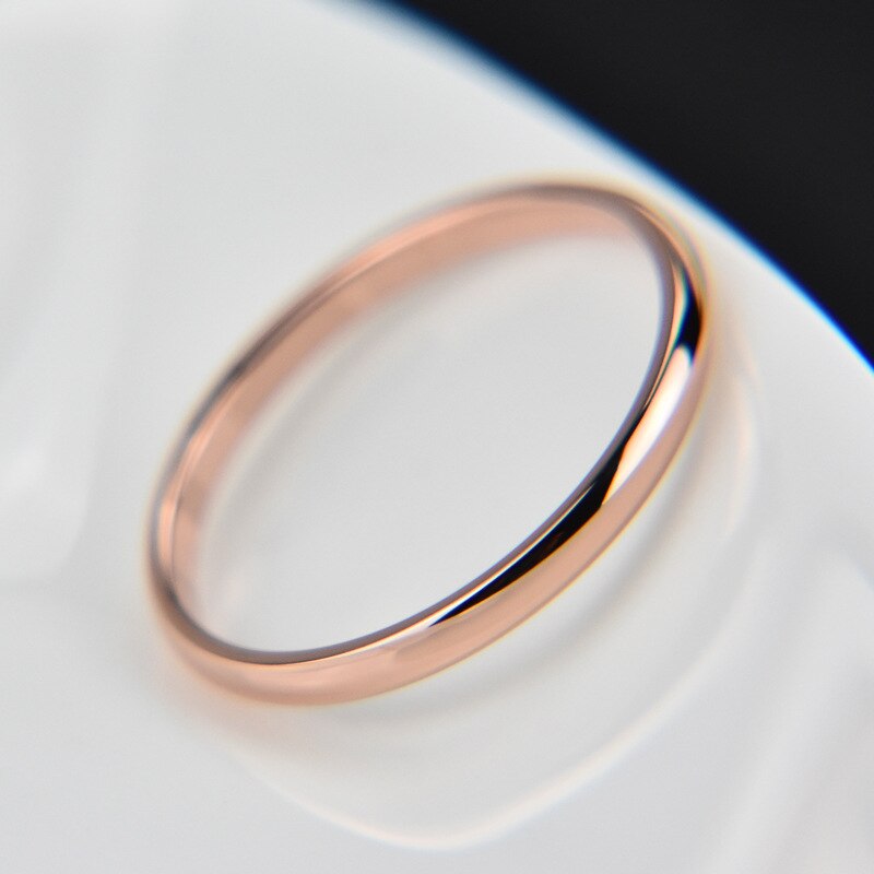 Jeemango Titanium Staal Rose Goud Anti-Allergie Gladde Eenvoudige Engagement Wedding Koppels Ringen Voor Vrouw Meisjes Anneau JR19161
