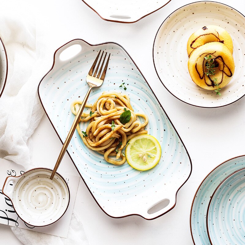 Vajilla de cerámica esmaltada a mano de estilo japonés, platos domésticos, Bol para sopa de arroz, tazón de fideos, Decoración de cocina