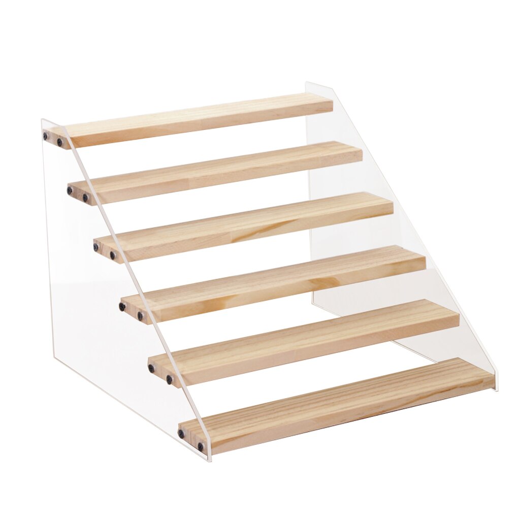 Acrylic Display Riser Wooden Rack Stand Clear Doll Toy Organizer Jewelry Showcase Displays Shelf: 30.5x32.5x24.4cm