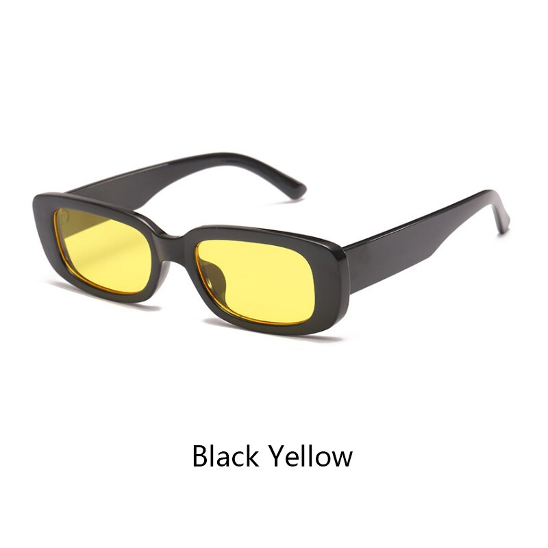 Epicool Klassieke Retro Zonnebril Vrouwen Kleine Vierkante Frame Zonnebril Dames Ocean Lens Zonnebril Oculos UV400: Black Yellow