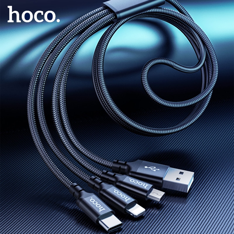 HOCO 3in1 USB Ladegerät Kabel Für iPhone 11 Profi X XS Max XR 7 8 Android Mikro USB Kabel Typ C Für Samsung S9 Xiaomi Schnelle Ladung