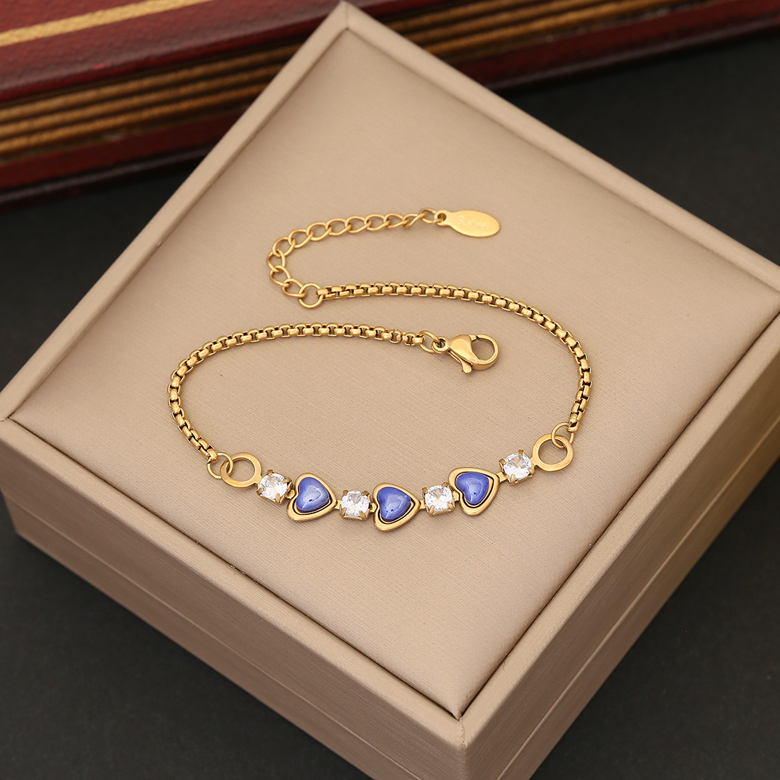 Acciaio inossidabile 316L New Fashion Fine Jewelry fresco e dolce 6 colori zircone Love Heart Shape Charm Chain bracciali per le donne
