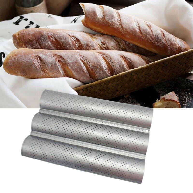 French Bread Baking Mold Bread Wave Baking Tray Cake Baguette Mold Pans 3 Groove Waves Bread Baking Tools Bread Trough