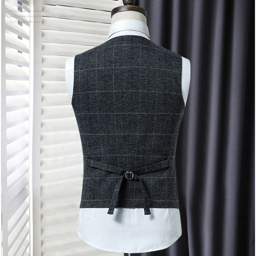 Heren casual mouwloos jasje heren formele vesten kostuum vest slanke wollen geruite vest britse herfst pak vest 5xl 6xl
