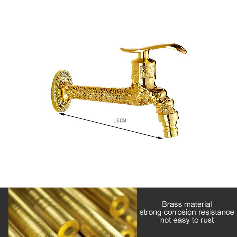Golden Washing Machine Crane Decorative Outdoor Faucet Garden Bibcock Tap mop Faucet