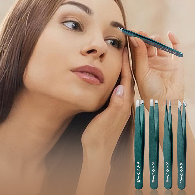 Pinzas para cejas, herramientas de belleza, Clip de depilación de acero inoxidable para extensión de pestañas, pinzas profesionales coloridas, 2/4/6 Uds.