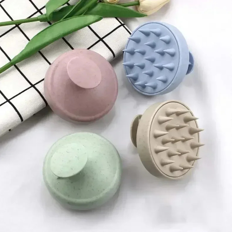 Brosse de lavage de cheveux en Silicone, paille de blé, brosse de lavage de cheveux en Silicone, brosse de tête du cuir chevelu, arrêt des démangeaisons, peigne à gratter, ensemble de coiffure