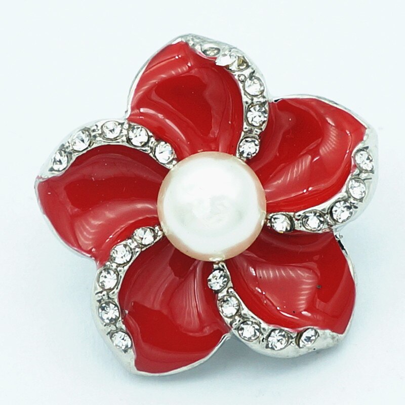 beauty Rhinestone Pearl Colorful Flowers 20MM snap buttons fit snap bracelet snap jewelry KZ1377