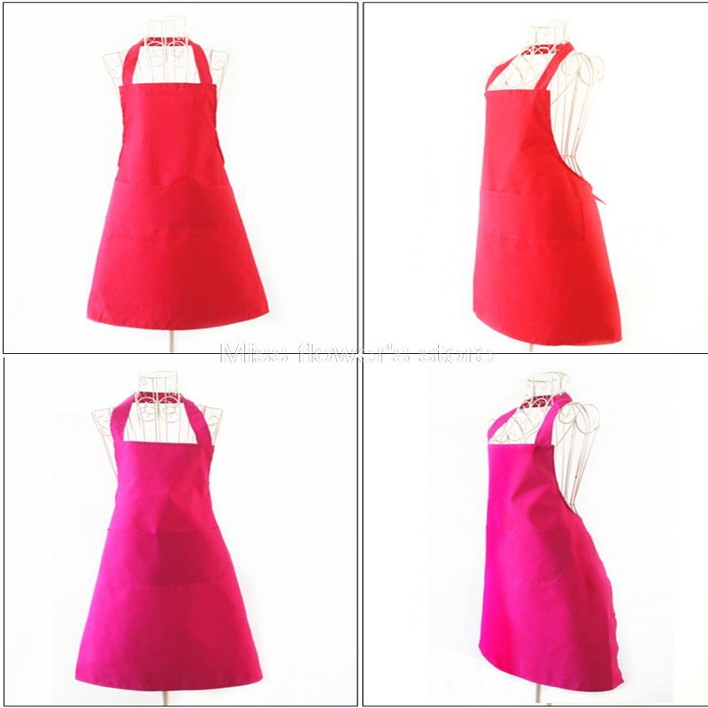 Dik Katoen Polyester Blend Anti-slijtage Anti Fouling Koken Keuken Restaurant Bib Schort Met Zakken