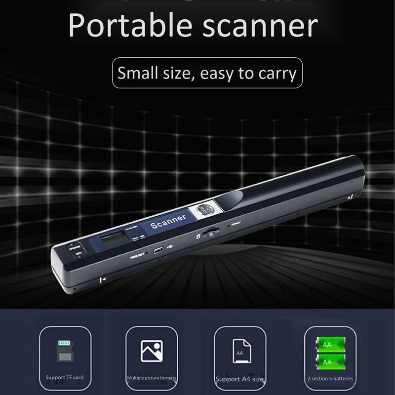 Escáner portátil A4 900 DPI, compatible con OCR, de mano, USB2.0, JPG/PDF, compatible con tarjeta de documentos, para oficina