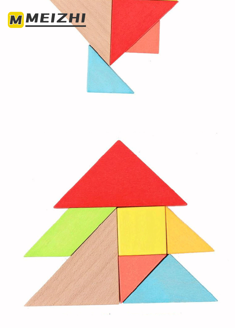 MEIZHI Large Tangram Childrens Primary School Teaching Aids First Grade Mathematics Childrens Intelligence Jigsaw Puzzle