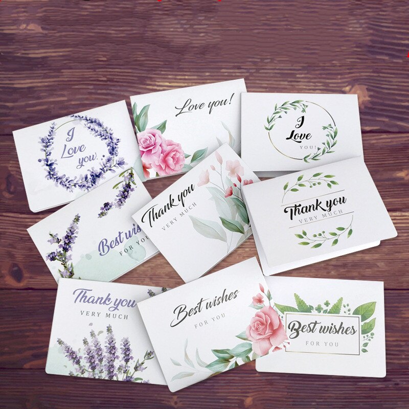 50/100 stk blomster plante foldetype lykønskningskort takkekort bryllup fødselsdagsfest invitationer blomsterbutik tomme kort