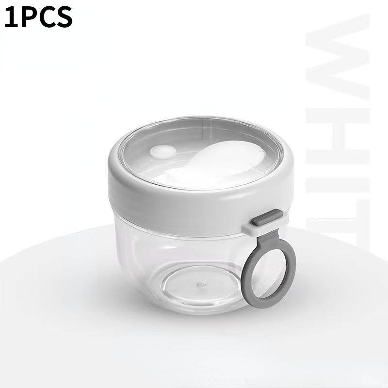 Portable Breakfast Cup with Leak-Proof Lid, Overnight Oats Bowl with Spoon, Microwave Safe Salad Bowl, Yogurt Cup, Milk Bottle: WHITE