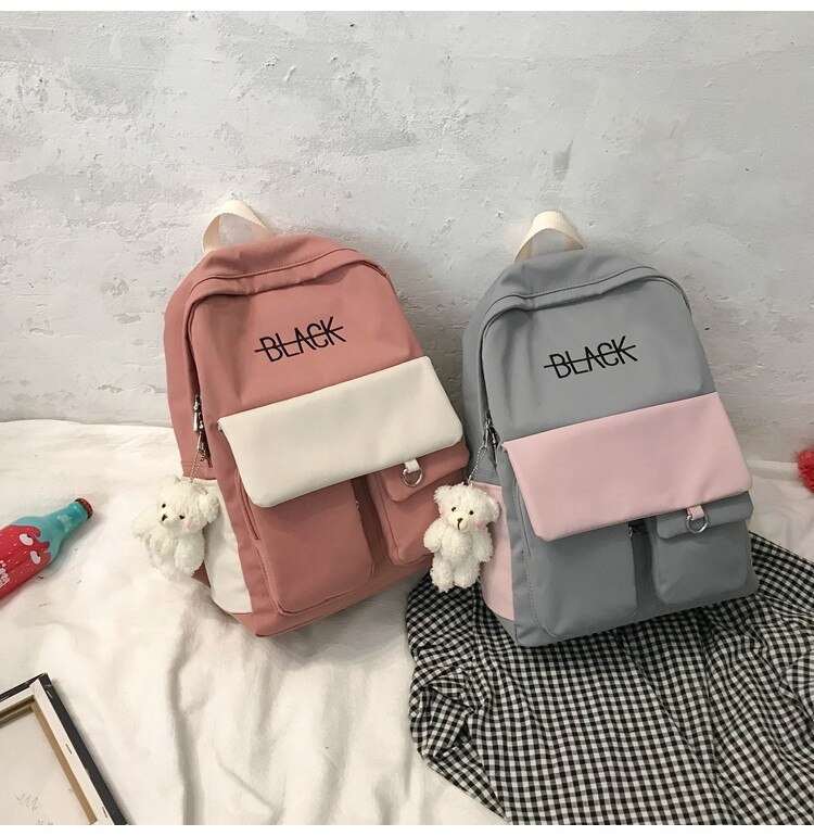 Nouvelle tendance femme sac à dos sacs d'école imperméables pour adolescentes grande poche Nylon couleur bonbon collège sac à dos Mochila
