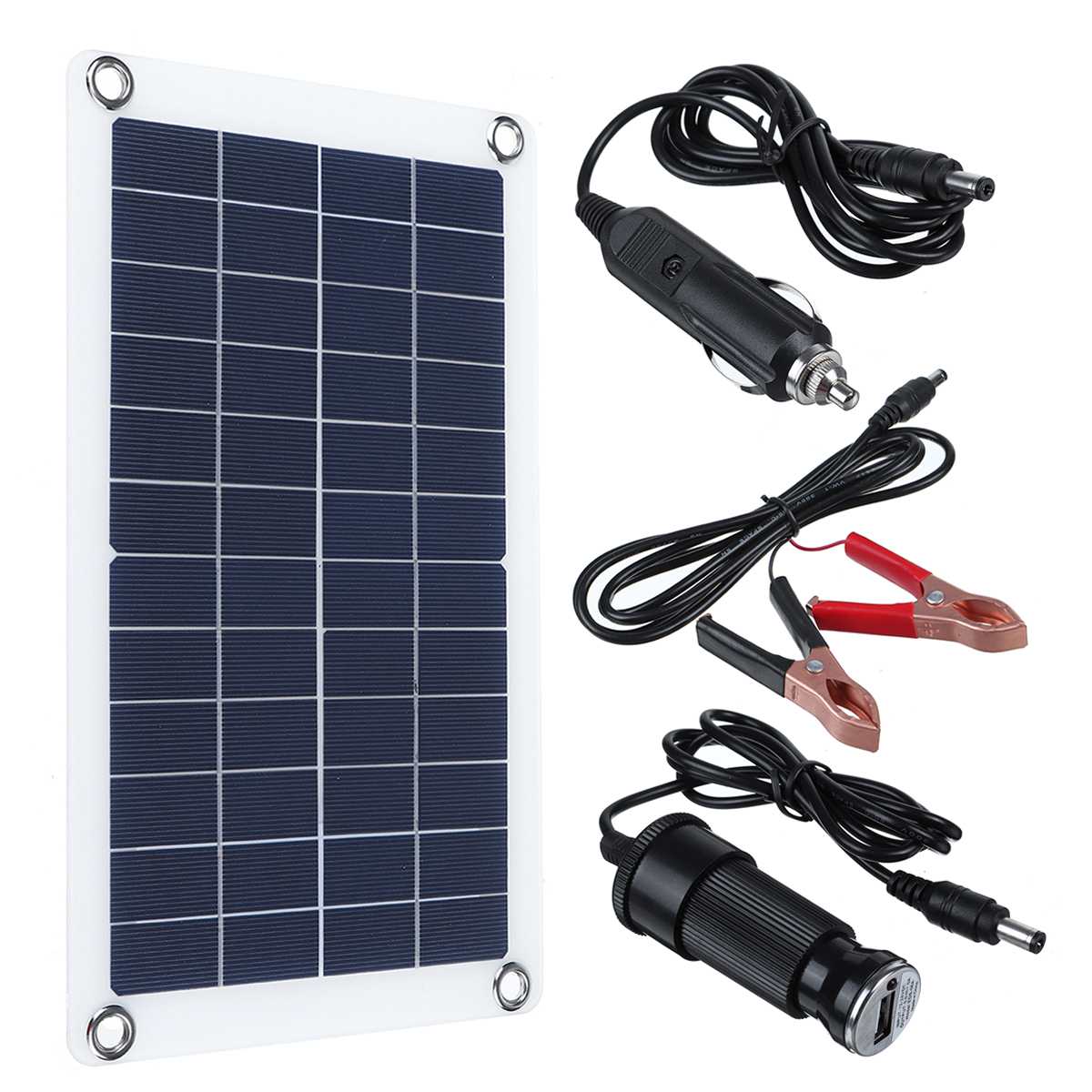30W 12V 24V Solar Panel with battery Clip+10/20/30 Solar Car Charger Controller Solar Cells Panel for Outdoor Camping Hiking