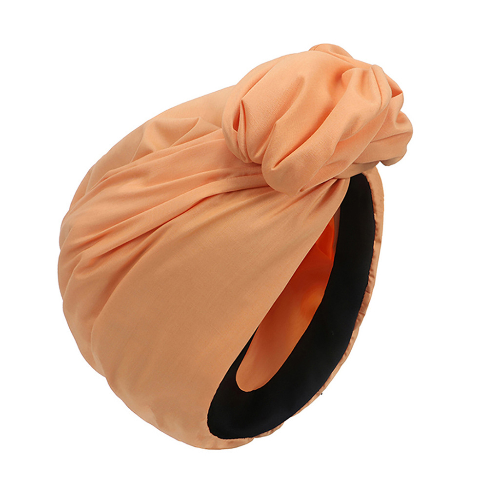 Pañuelo musulmán para mujer, diadema de algodón, envolturas para la cabeza africanas, turbante Retro para gorros de mujer, gorros, tocado musulmán: Naranja