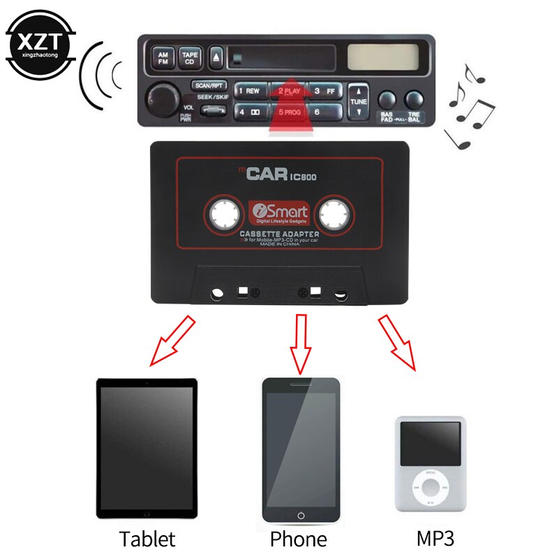Bilkassettebåndadapter kassette  mp3 afspiller konverter med 3.5mm jackstik til ipod til iphone  mp3 aux kabel cd-afspiller