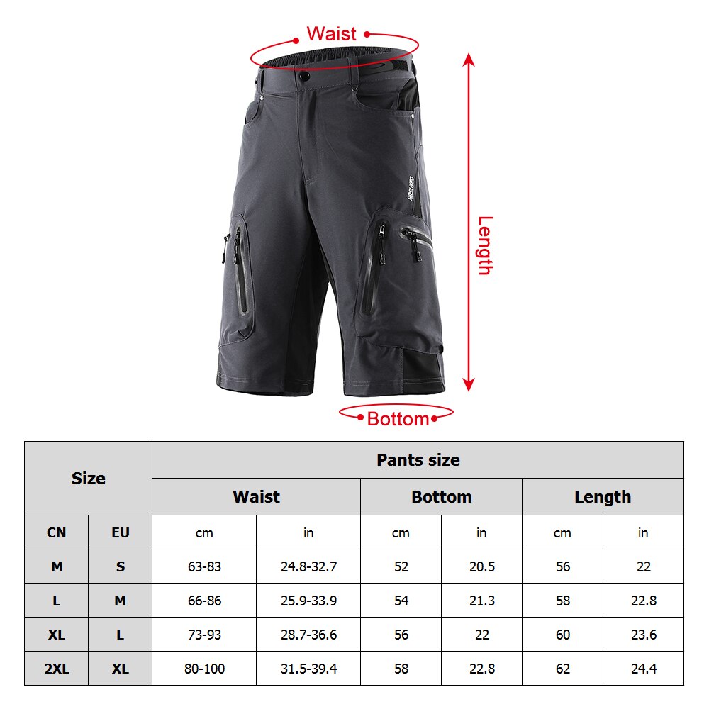 Lixada Bicycle Shorts Baggy Shorts Breathable Cycling Shorts For Men MTB Mountain Bike Shorts with Zippered Pockets