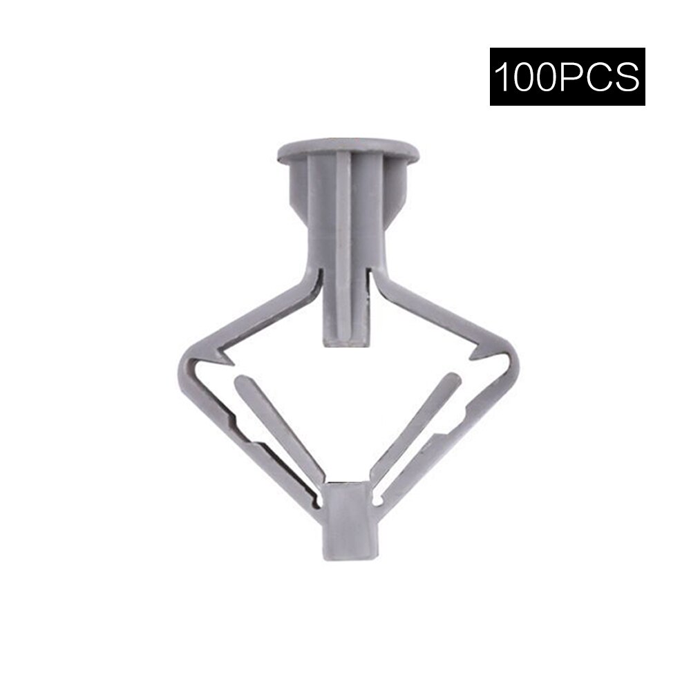 100pcs Expansion Drywall Anchor Kit Screws Self Drilling Wall Home Pierced Tool Set Special For Nylon Plastic Gypsum Board: Grey butterfly 