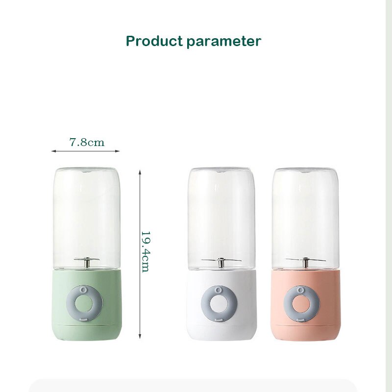 Licuadora portátil recargable por USB, Mini procesador de alimentos para el hogar, batidora, máquina exprimidora, taza procesadora de alimentos, 500ml