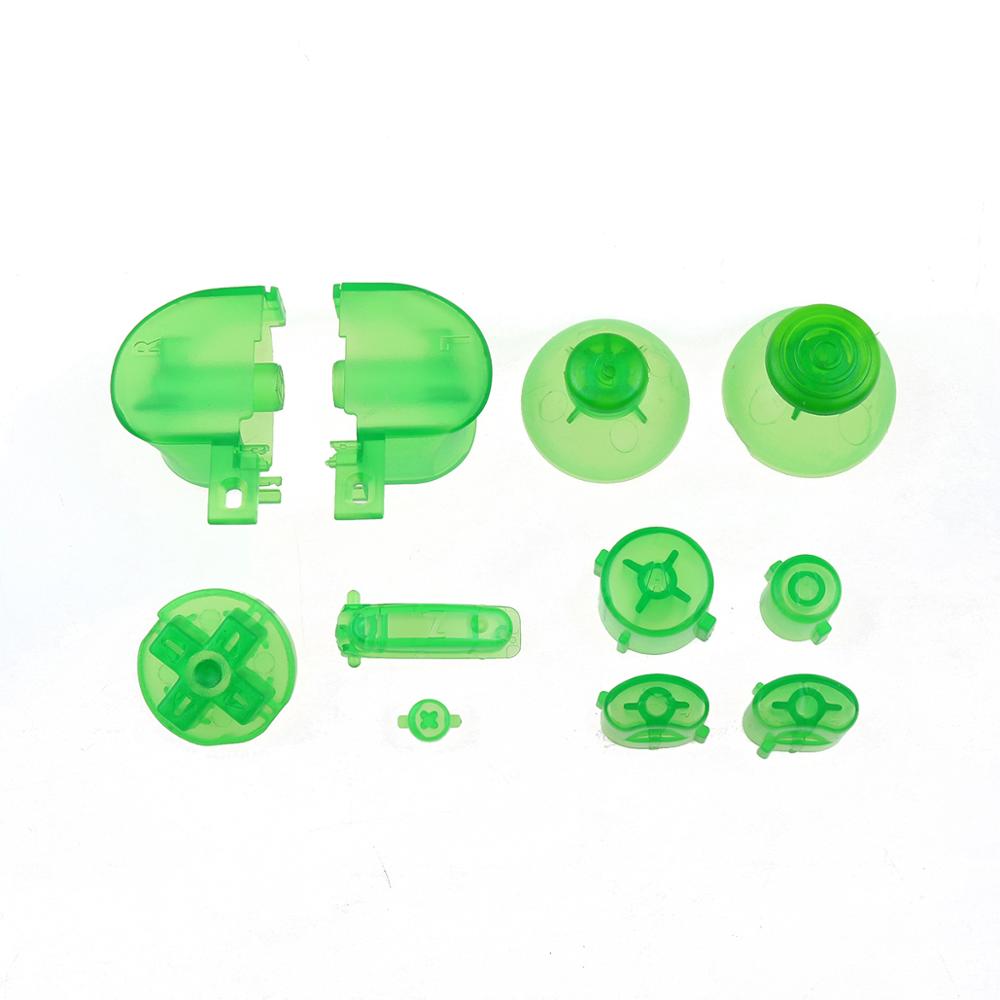 YuXi 21color Full Set LR ABXY Z Keyboards Keys for GameCube Game Controllers for NGC D Pads Power ON OFF Keys & Joystick Cap: Clear Green