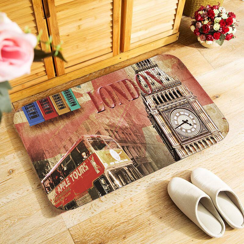 40 x 60cm buitendeurmat, klein vloerkleed voor slaapkamer, keuken, hal, deurmat, antislip, retro, europa, parijs, schilderachtig: Mu 237