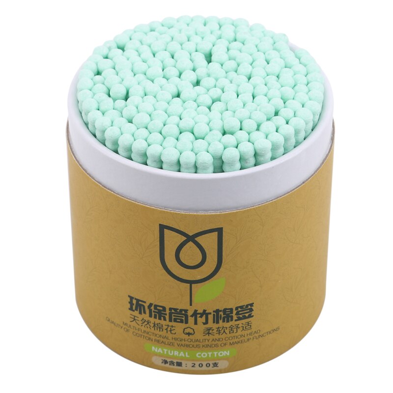 Cotton Swab Disposable Double-headed Bamboo Stick Swab Soft Buds Cleaning Of Ears Color Tampons Pampons Health Beauty Supplies: green