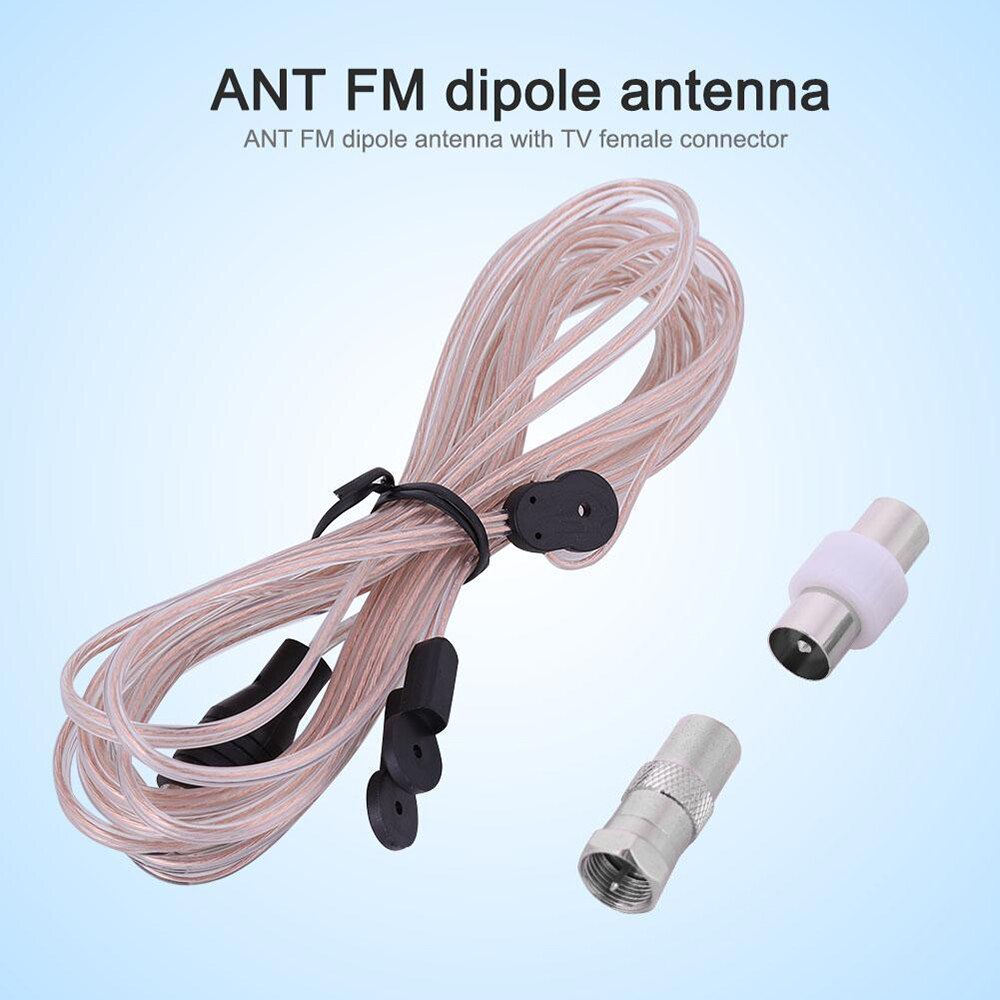 ANT-108 3.2m 75 Ohm FM Radio Aerial Cable Female Connector for Indoor Home Audio Radio Stereo Receiver
