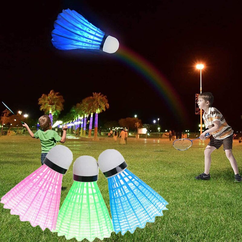 4 stk badminton mørk nat ført glødende lys op pendelbelysningskugler til indendørs udendørs sport mvi-ing