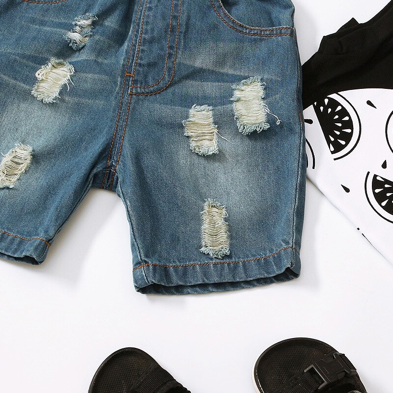 Thunderers Sommer Kinder Jeans Für Mädchen Jungen Denim Zerrissenen Löcher Kinder Kurze Jeans Kleinkind Baby Casual Hosen Kleidung 18M-5Y
