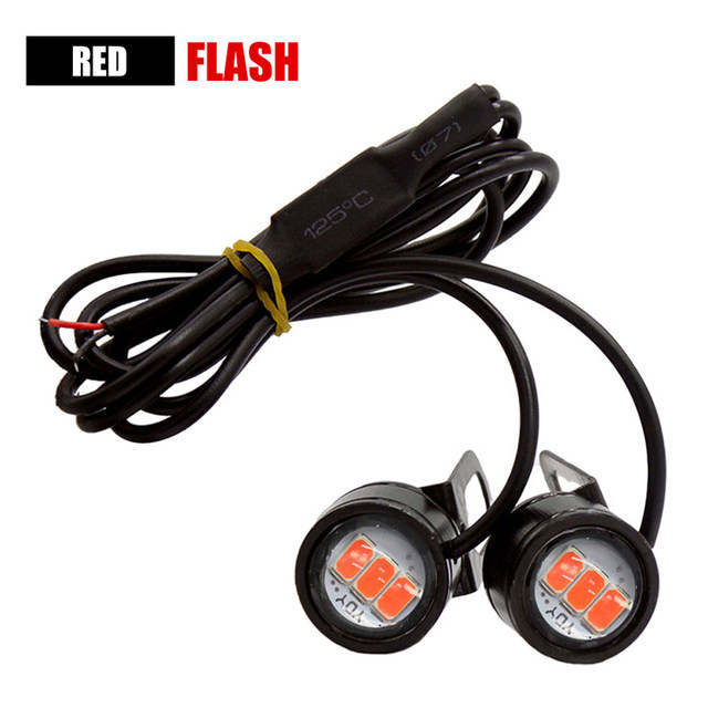 12V Motorcycle LED Eagle Eye Light DRL Daytime Running Light Reverse Parking Signal Yellow Sky Blue Red Eagle Eye Light LED: Red-Strobe