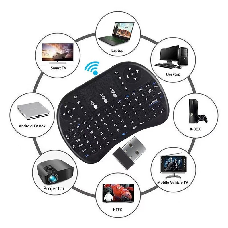 I8 drahtlose Tastatur 2,4 GHz Mini Englisch Russisch Touchpad Tastatur Antenne Maus Fernbedienung Laptop TV-Box Projektor