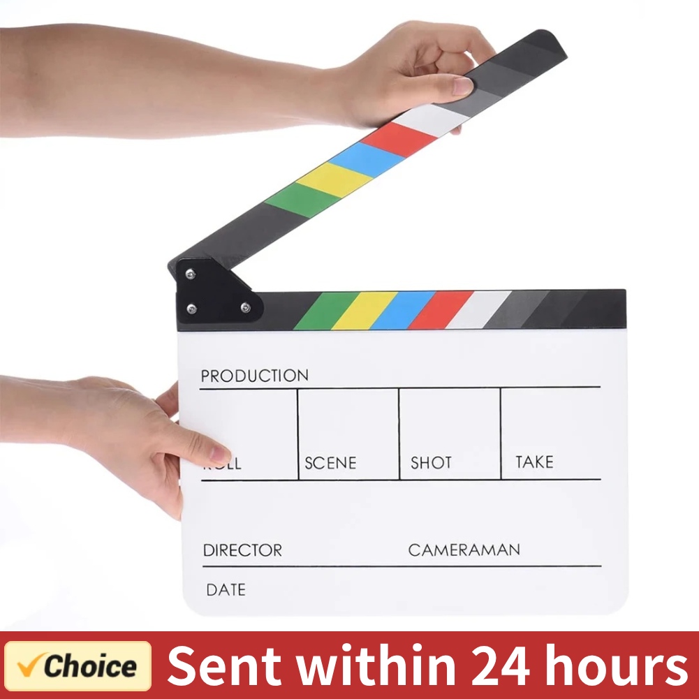Acryl Kleurrijke Clapperboard Clapper Board Dry Erase Director Cut Tv-Film Actie Leisteen Clap Handgemaakte Gesneden Prop