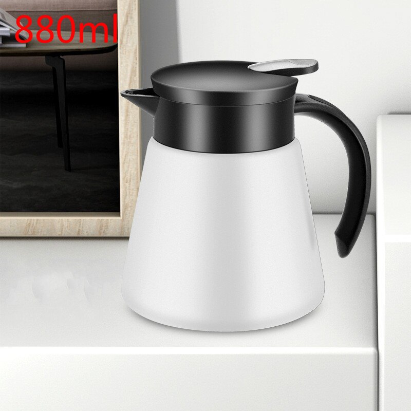 680/880Ml Waterkoker Koffie Pot Geïsoleerde Fles Water Drukken Soort Roestvrij Staal Thermische Isolatie Thermoskan Waterkokers Jug: White 880ml