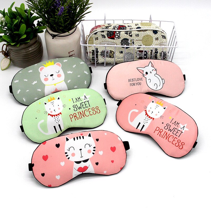 Femmes chat Patten Relax voyage bandeau dessin animé impression masque de couchage belle Eye patch yeux couverture Kawaii hommes sommeil glace masque pour les yeux