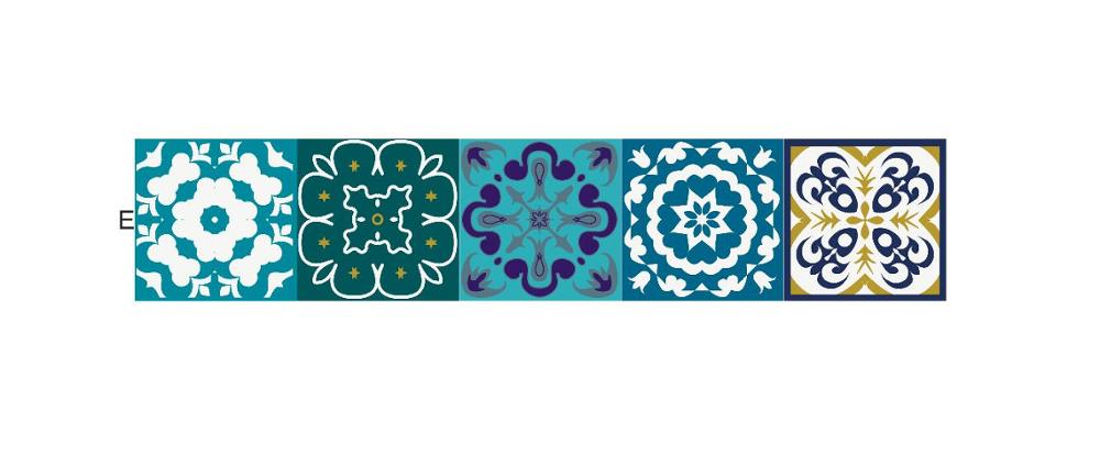 10/15/20cm Colorful Retro Tiles Wall Sticker Kitchen Bathroom Tile Waist Line Wallpaper Waterproof Waist Line Art Mural Poster: MZ010        E / 20cmX100cmX1pcs