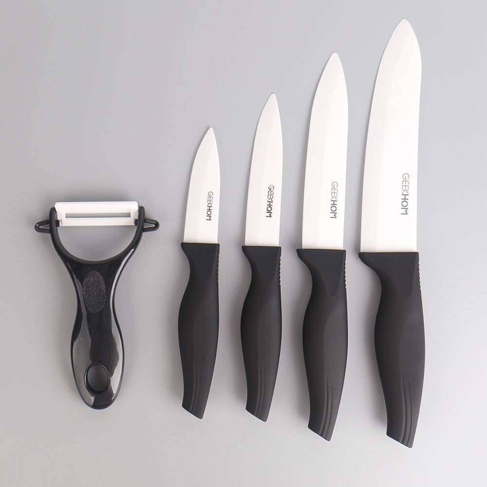 Kitchen Ceramic Knife Set 3 4 5 6 Inch Chef Kitchen Knives Cleaver Bread Utility Paring Slicing Cooking Knife Set: Grey