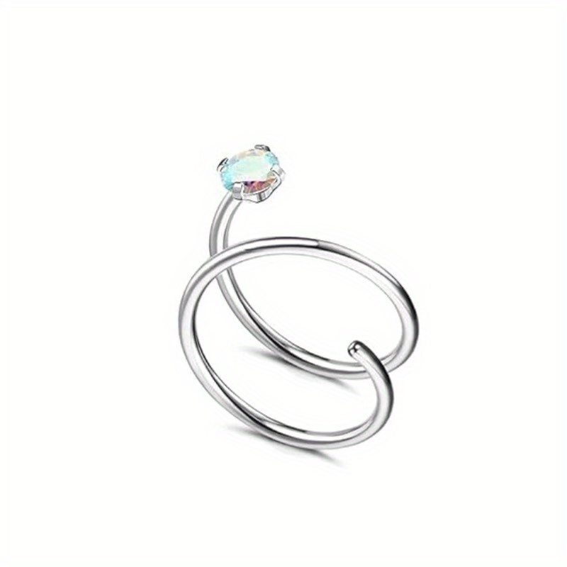 Drperfect 20G Acero inoxidable doble nariz aro espiral Luna estrella mariposa serpiente pendientes de aro retorcidos para mujer: PLATEADO