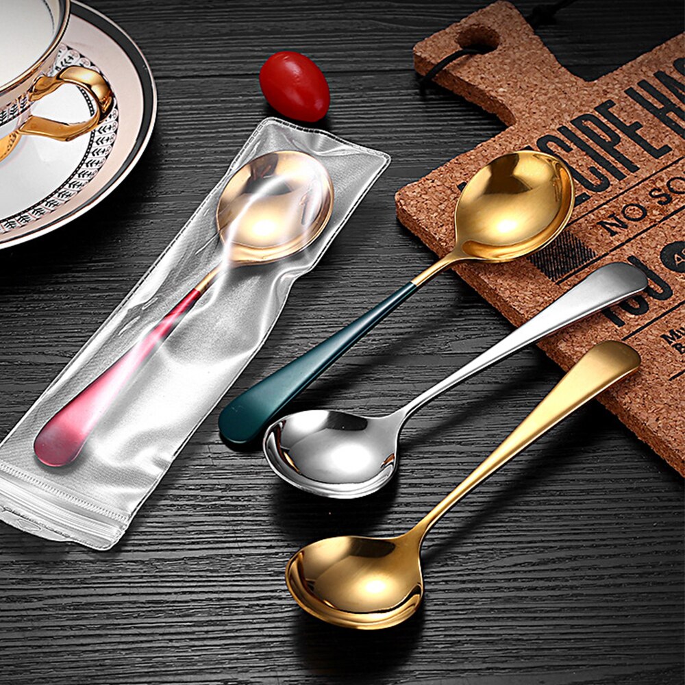 3 PCS Stainless Steel 304 Teaspoons Korean Cute Coffee Spoon Tableware Dinnerware Kitchen Dessert Spoon Serving Set